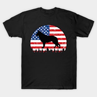 Vintage Retro German Shepherd American Flag 4th of July Gift T-Shirt